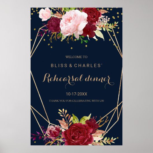 Geometric Gold Red Blue Rehearings Welcome Poster (Voorkant)