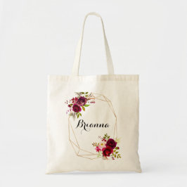 Geometric Gold Rustic Blush Burgundy Bridesmaid Tote Bag