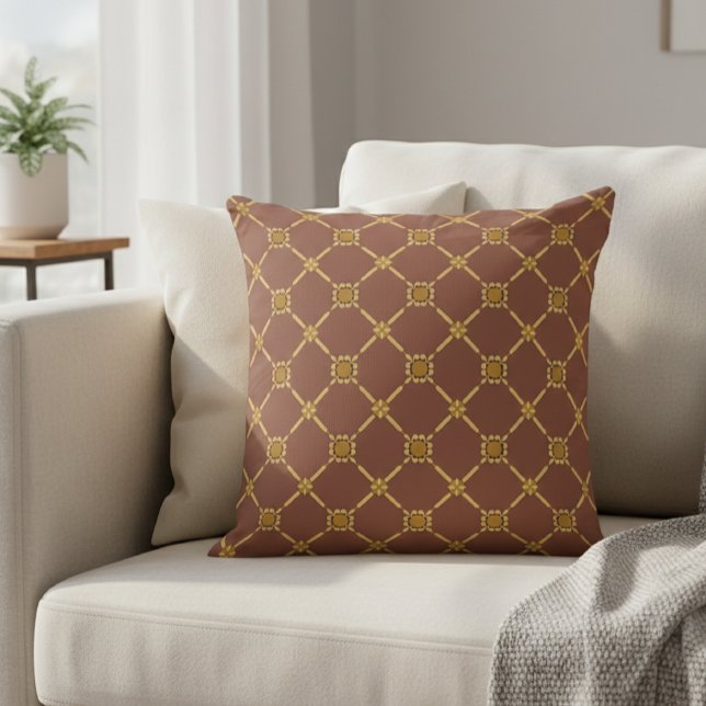 Geometric Gold Trellis Pattern Decorative Pillow  Kussen (Creator heeft geüpload)