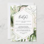 Geometric Gold Tropical BabyQ Baby shower Barbecue Kaart (Voorkant)