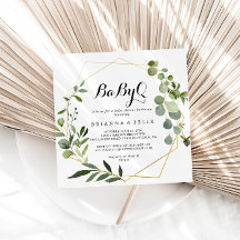 Geometric Gold Tropical BabyQ Baby shower Barbecue