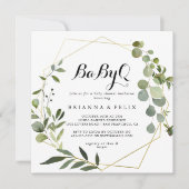 Geometric Gold Tropical BabyQ Baby shower Barbecue Kaart (Voorkant)