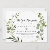 Geometric Gold Tropical Calligraphy Elopement Aankondiging (Voorkant)