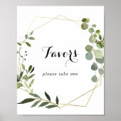 Geometric Gold Tropical Calligraphy Favors Sign Poster (Voorkant)