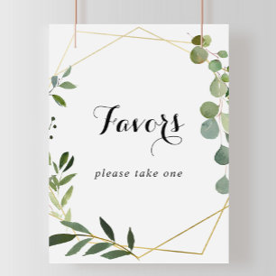 Geometric Gold Tropical Calligraphy Favors Sign Poster
