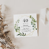 Geometric Gold Tropical Green 40th Birthday Party Kaart
