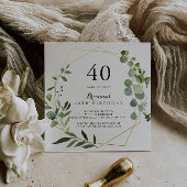 Geometric Gold Tropical Green 40th Birthday Party Kaart