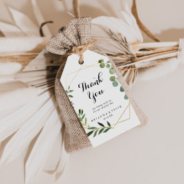 Geometric Gold Tropical Green Weddenschap Hartelij Cadeaulabel