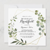 Geometric Gold Tropical Green Wedding Breakfast Kaart (Voorkant)