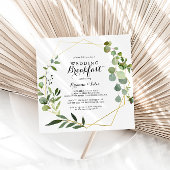 Geometric Gold Tropical Green Wedding Breakfast Kaart