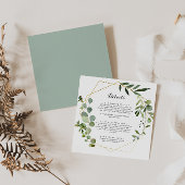 Geometric Gold Tropical Green Wedding Details Informatiekaartje