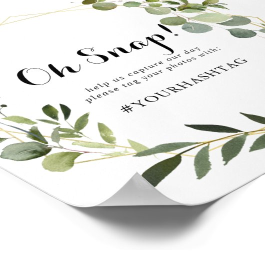 Geometric Gold Tropical Green Wedding Oh Snap Sign Poster (Hoek)