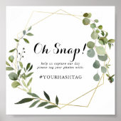 Geometric Gold Tropical Green Wedding Oh Snap Sign Poster (Voorkant)