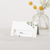 Geometric Gold Tropical Green Wedding Place Card Plaatskaartje (Voorkant)