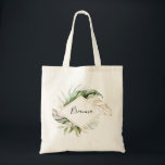 Geometric Gold Tropical Greenery Bridesmaid Tote Bag<br><div class="desc">Deze geometrische gouden tropische bruidsbruidebruidsbruidsmaïde canvas tas is het perfecte huwelijkscadeau voor het cadeau van je bruidsmeisjes en eerbetoon voor een doelbruiloft. Het ontwerp is voorzien van met de hand geschilderde waterverf goud en groene palm en bananenbladeren met roze bloemen die in bouquets zijn gebundeld en een geometrisch lijst vormen....</div>