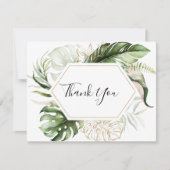 Geometric Gold Tropical Greenery Flat Wedding Bedankkaart (Voorkant)
