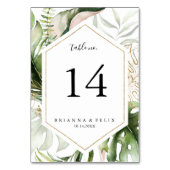 Geometric Gold Tropical Greenery Wedding Kaart (Achterkant)