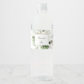 Geometric Gold Tropical Greenery Wedding Waterfles Etiket (Voorkant)