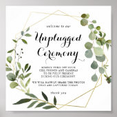 Geometric Gold Tropical Unplugged Ceremony Sign Poster (Voorkant)