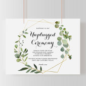 Geometric Gold Tropical Unplugged Ceremony Sign Poster