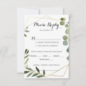 Geometric Gold Tropical Wedding Menu Keuze RSVP (Voorkant)