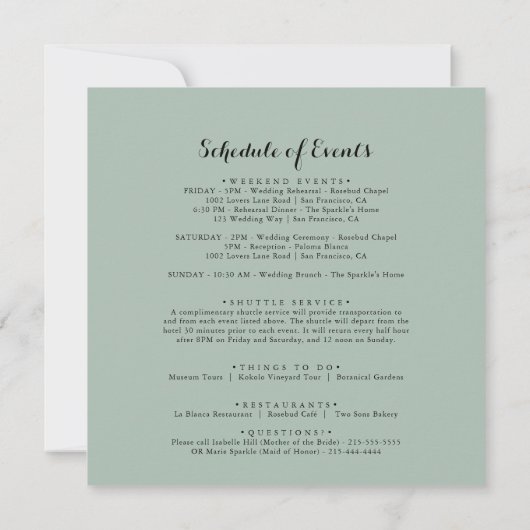 Geometric Gold Tropical Wedding Welcome Letter (Achterkant)