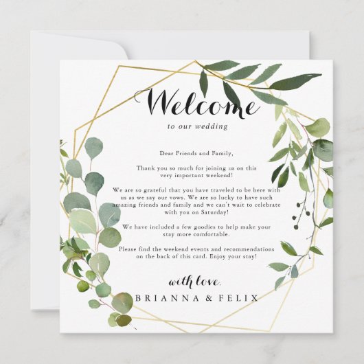 Geometric Gold Tropical Wedding Welcome Letter (Voorkant)
