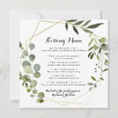 Geometric Gold Wedding Kissing Menu Game Kaart (Voorkant)