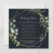 Geometric Gold Wedding Kissing Menu Game Kaart (Voorkant)