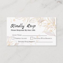 Geometric golden leaf Rural bruiloft RSVP-kaart Informatiekaartje