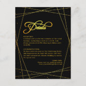 Geometric Golden Luxury Black Tie Wedding Details Informatiekaartje (Voorkant)