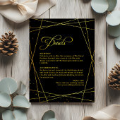 Geometric Golden Luxury Black Tie Wedding Details Informatiekaartje