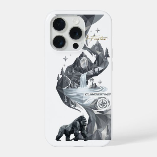 “Geometric Gorilla iPhone Case – Silver Jungle  Hoesje (Achterkant)