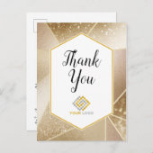 Geometric Gouden Glitters Bedankt Logo Zakelijk Briefkaart (Voorkant / Achterkant)