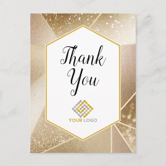 Geometric Gouden Glitters Bedankt Logo Zakelijk Briefkaart (Voorkant)