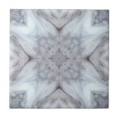 Geometric gray on white patterns furry tile tegeltje (Voorkant)