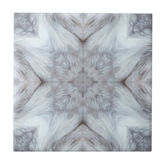Geometric gray on white patterns furry tile tegeltje (Voorkant)