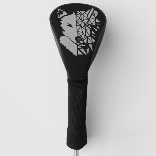Geometric Gray Wolf Golfheadcover (Voorkant)