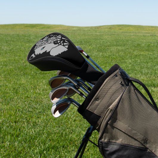 Geometric Gray Wolf Golfheadcover (Insitu)