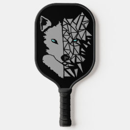 Geometric Gray Wolf Pickleball Paddle