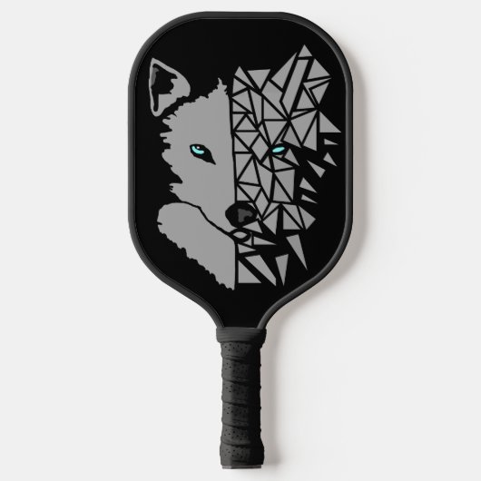 Geometric Gray Wolf Pickleball Paddle (Voorkant)