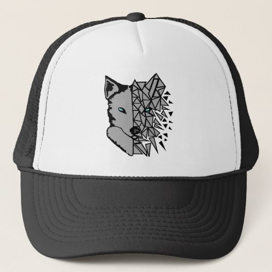 Geometric Gray Wolf Trucker Pet (Voorkant)