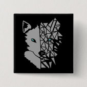 Geometric Gray Wolf Vierkante Button 5,1 Cm (Voorkant)