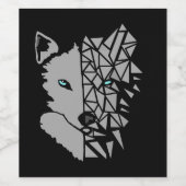 Geometric Gray Wolf Wijn Etiket (Enkel label)