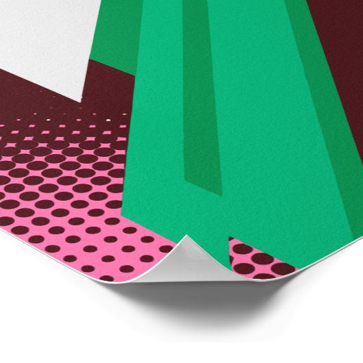 Geometric Green, Pink and White Stripes Poster (Hoek)