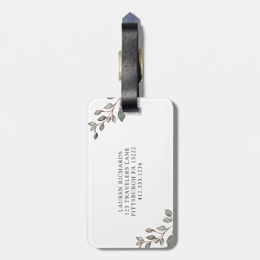 Geometric Greenery | Het avontuur begint Citaat Bagagelabel (Achterkant verticaal)