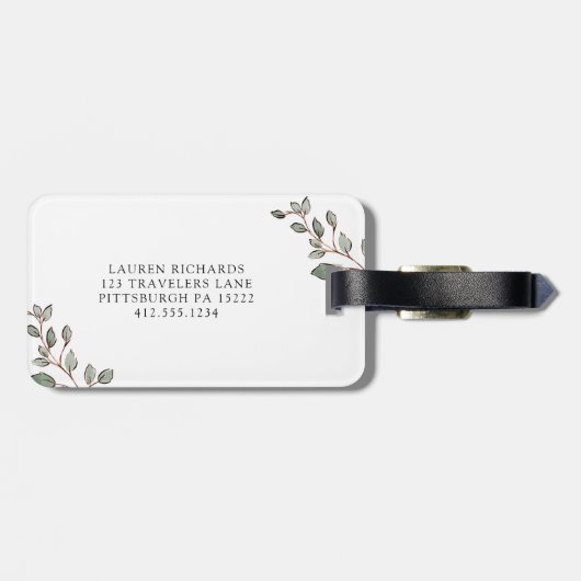 Geometric Greenery | Het avontuur begint Citaat Bagagelabel (Achterkant horizontaal)