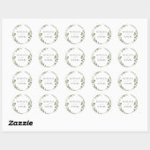 Geometric Greenery Personalized Wedding Ronde Sticker (Vel)
