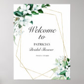 Geometric Greenery Vrijgezellenfeest Welkomstbord Poster (Voorkant)