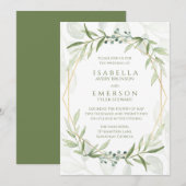 Geometric Greenery Wedding Kaart (Voorkant / Achterkant)